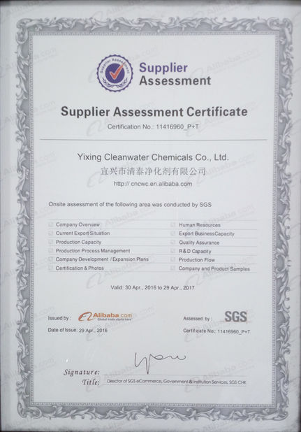 Chine Yixing Cleanwater Chemicals Co.,Ltd. certifications